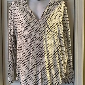 Velvet Heart NWT New Blouse XL Top Shirt Black White Button down Versatile